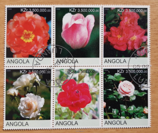 Angola raz. 6blok, růže, r. 2000
