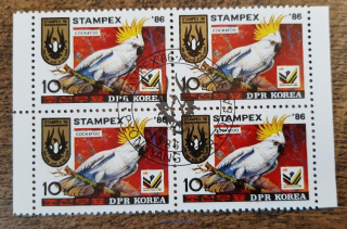 Severní Korea raz. 4blok 2759, papoušek Kakadu, Stampex ´86, r. 1986