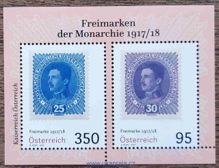 RAKOUSKO ** aršík, Freimarken der Monarchie 1917/18, císař Karel I., NOVINKA R. 2025